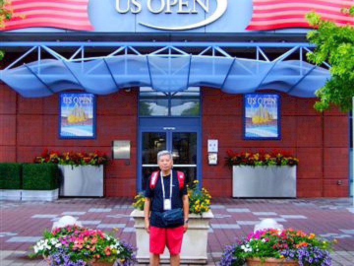 Sam outside the US Open stadium