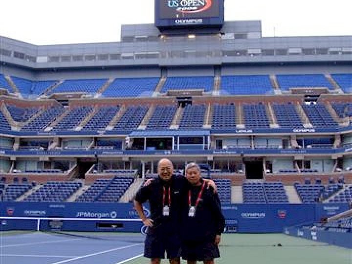 Sam and Albert Lee on court at the US Open